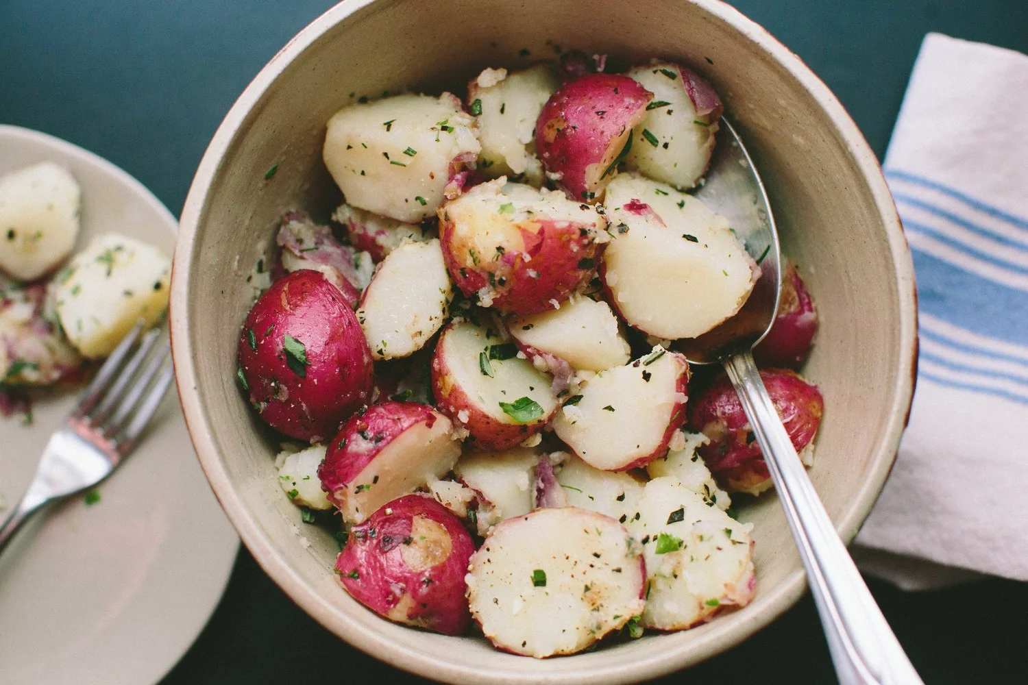 Buttery New Potatoes with Garlic and Herbs