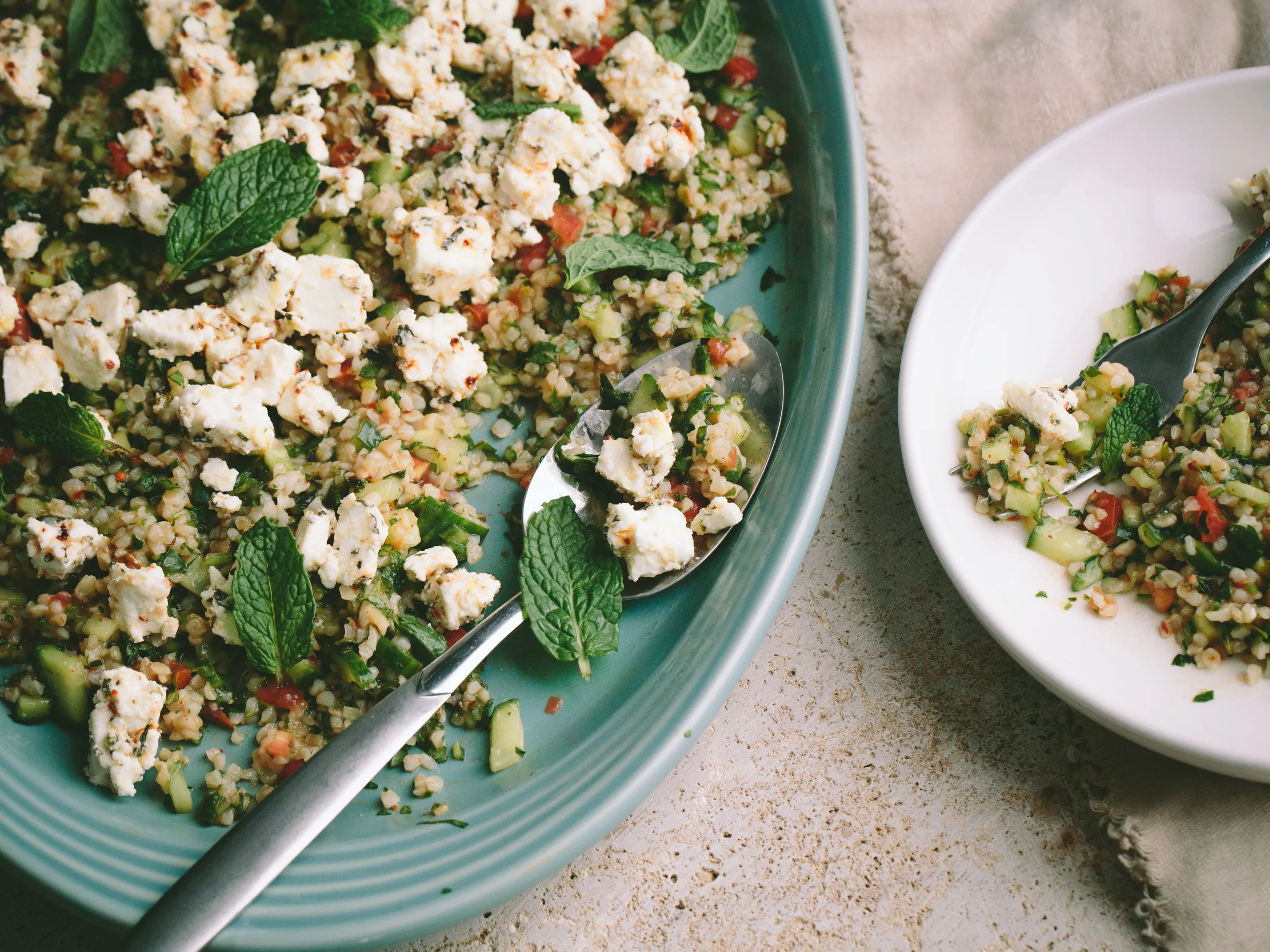 Bulgur Salad with Marinated Feta