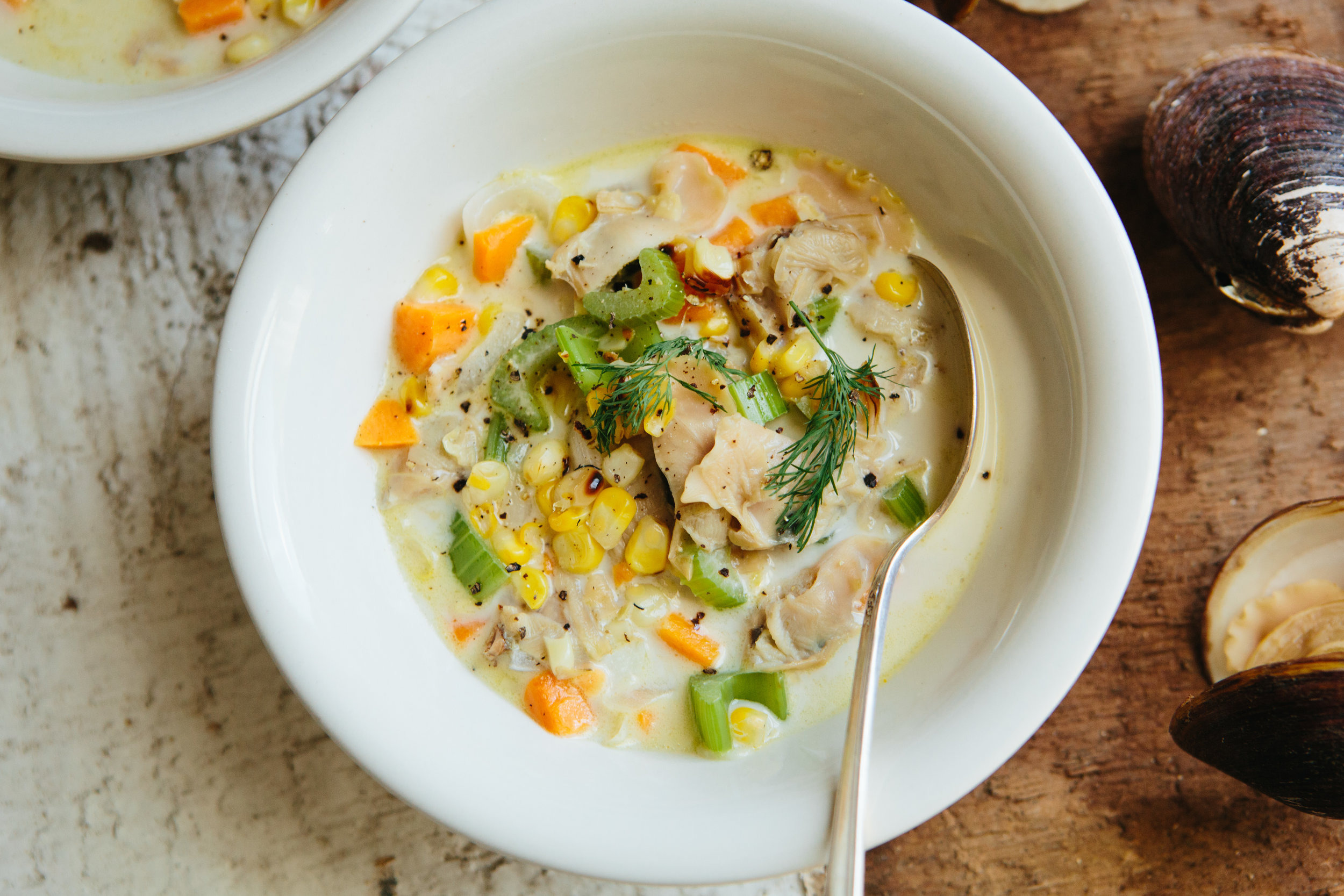 Dairy-Free Clam and Corn Chowder — A Thought For Food