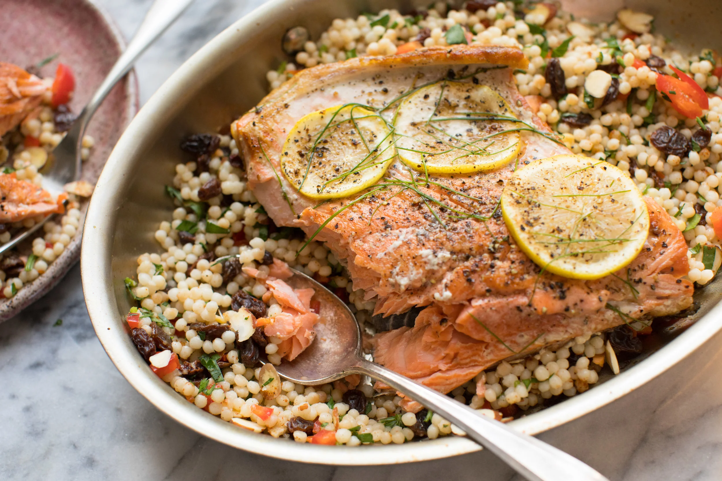 Pan-Seared Salmon with Israeli Couscous + A Giveaway