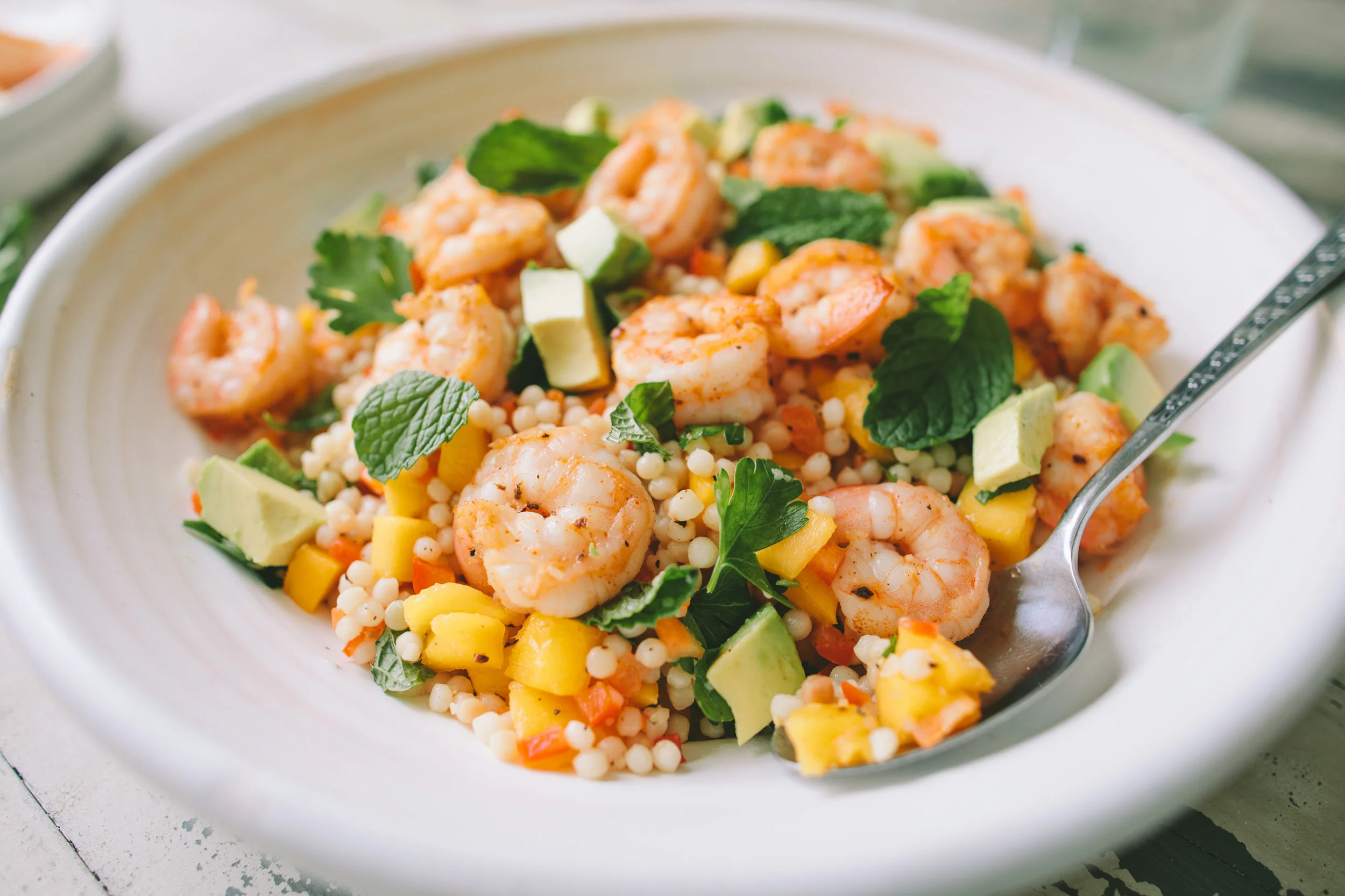 Shrimp and Israeli Couscous Salad with Mango and Avocado