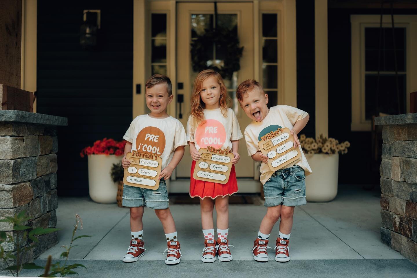 And just like that, they&rsquo;re off to Preschool 🥹 #firstdayofschool