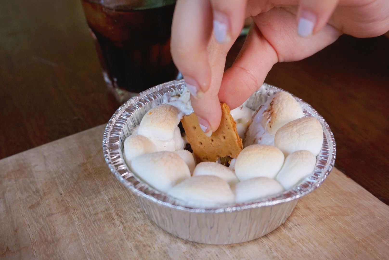 Since I can't have coffee or chocolate, I settled for eating just the marshmallows of our mini smores pie. 