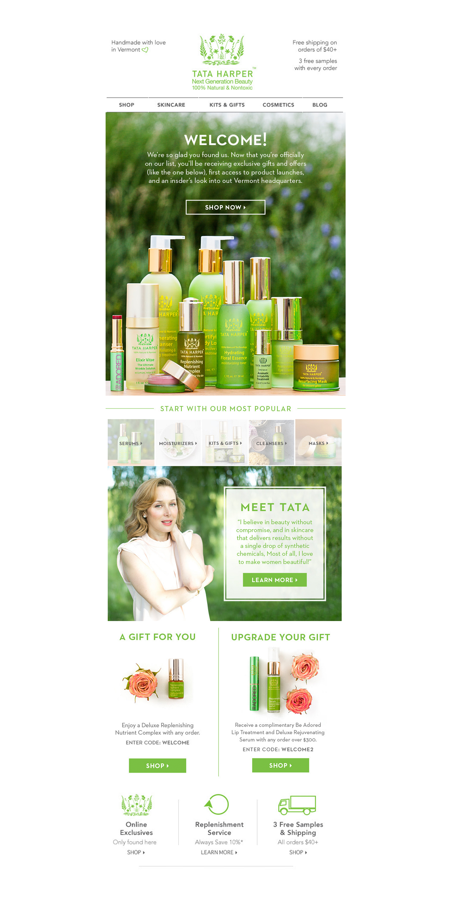 Welcome Email Newsletter, Tata Harper Skincare