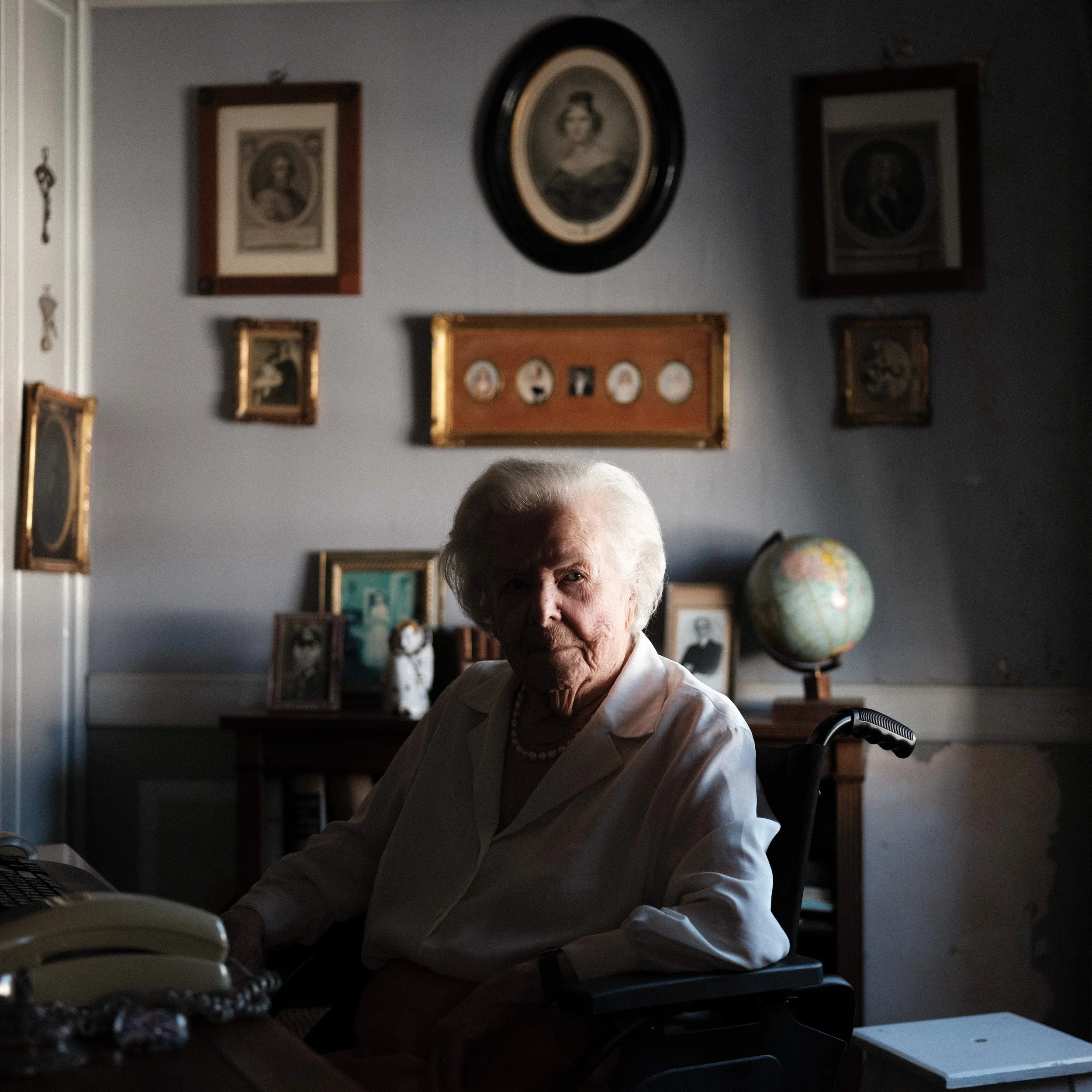 Theresa Schedel de Castello Branco (1921)  a historian and writer who wrote a book about her  her great grandmother D. Maria Thereza de Sousa Botelho  (1834-1880)  who’s portrait lies on the wall. 