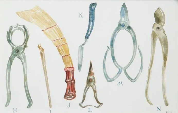 Wayne David - Bonsai Tools (Pair), Original Watercolor