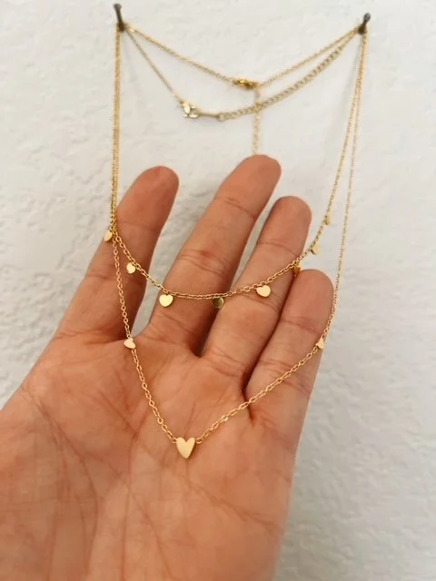 18k Dainty Heart Layering Chains