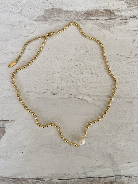 18k Jumbo Ball Chain w/sole Pearl