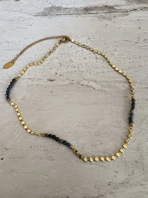 18k Flat Ballchain w/LapisLazuli Choker