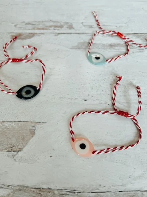 Italian Blown Glass EvilEye Woven Bracelet Tie