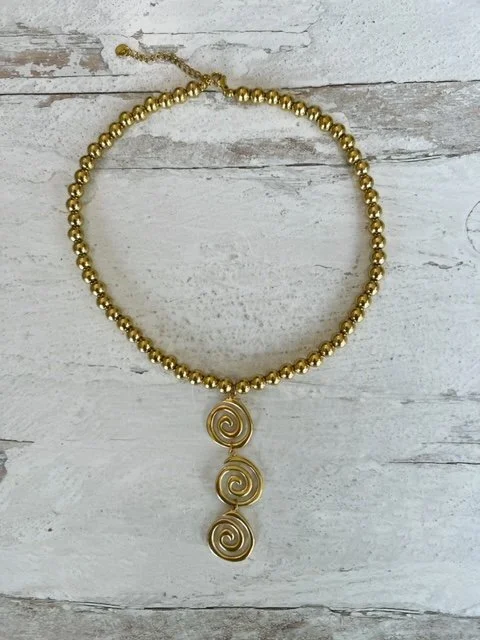 18k Chunky Abstract Spiral Ball Chain