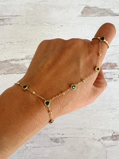 Dainty Sapphire Heart Bracelet/Ring Lariat