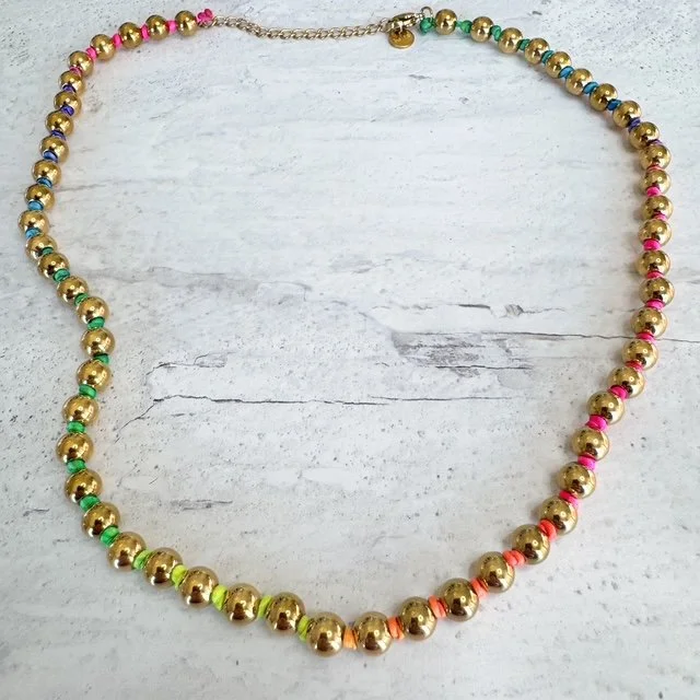 Knotted Gold Ball Beaded Choker