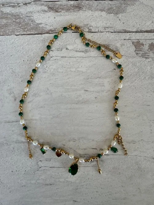 Vintage Green Charmed Choker