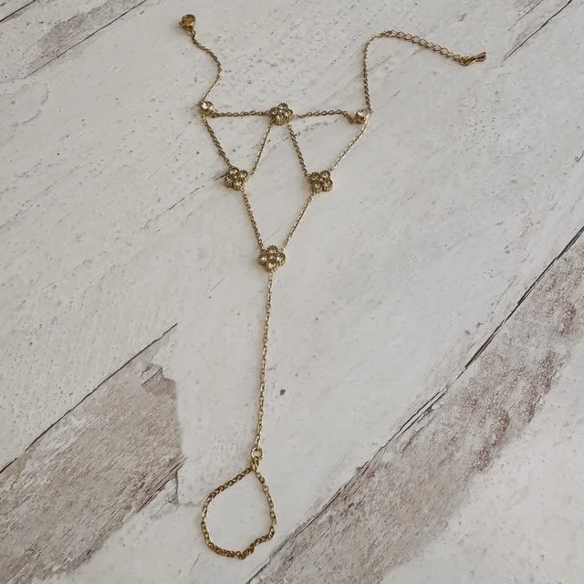 Micro Rounded Cross Bracelet/Chain Set