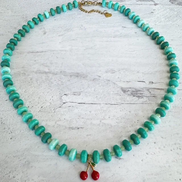 Turquoise Beaded Choker with Cherry's