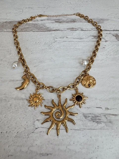 Sun, Moon and Star Charm Chain