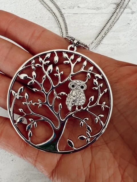 18k Tree of Life w/Sapphire Owl Long Chain