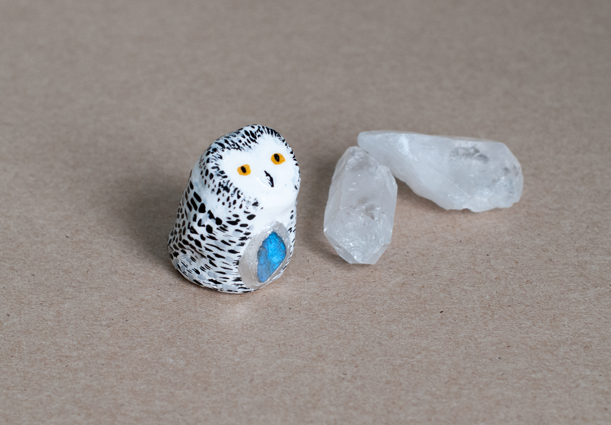 Snowy Owl with Labradorite