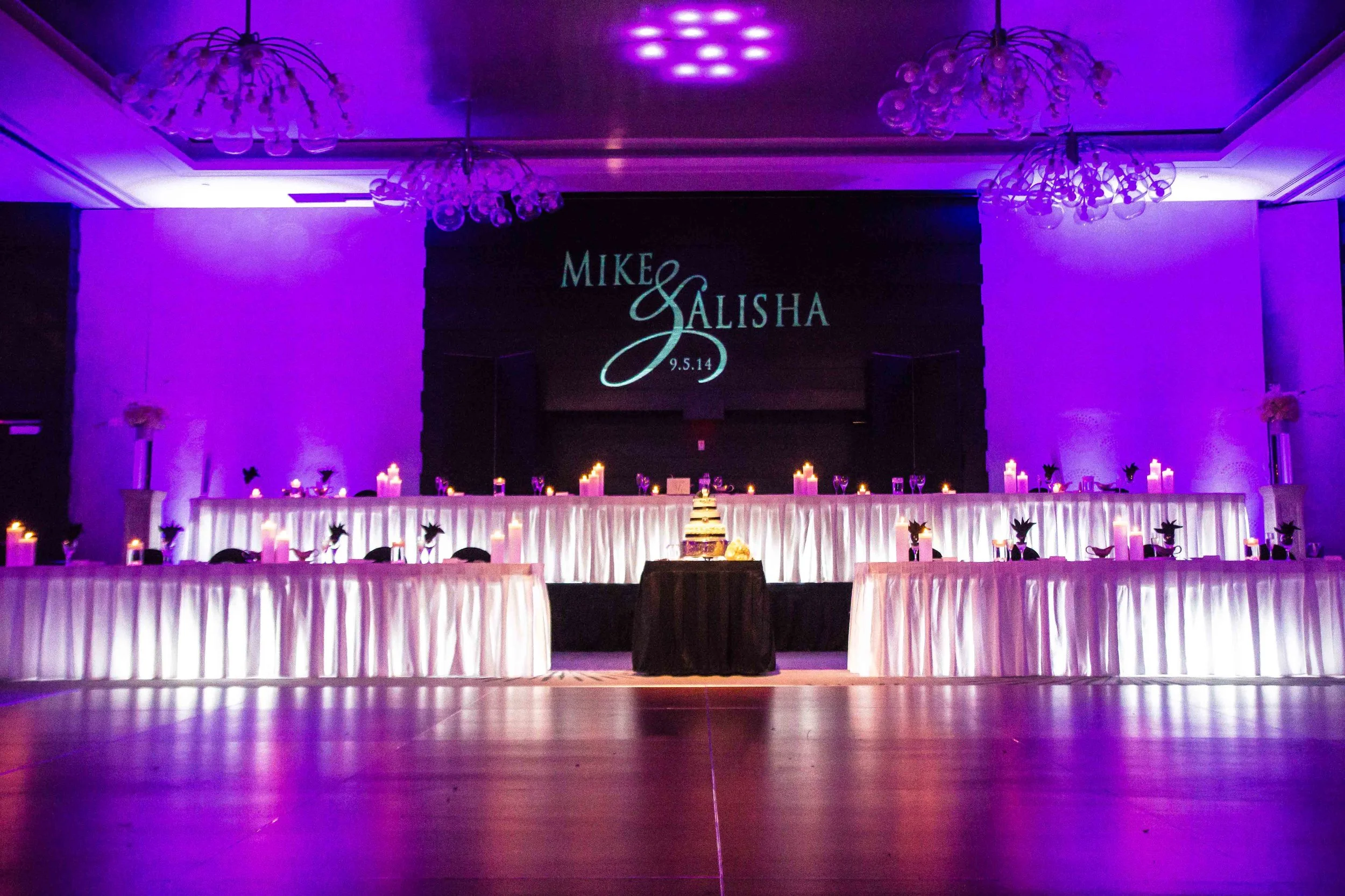 Hyatt Under Table Lighting with Purple Up Lighting