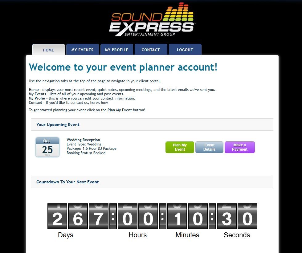 Streamline your wedding with the Sound Express online planning portal. Easily manage your music, timeline, and event details for your Rochester, NY celebration.