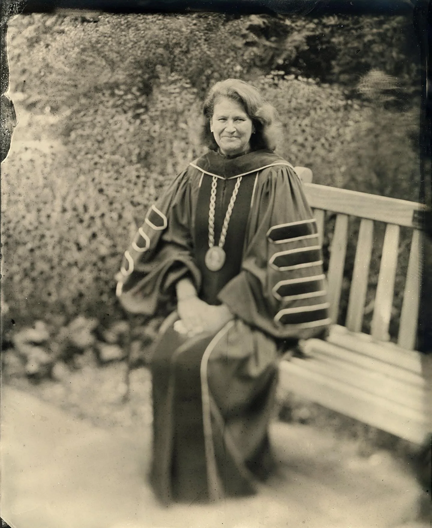 President Nicole Hurd, 18th President of Lafayette College, moments before her Convocation Address 2025 captured here for the first time in the historic wet plate collodion process of silver on glass.
#lafayettecollege #lafayettemagazine #wetplatepho