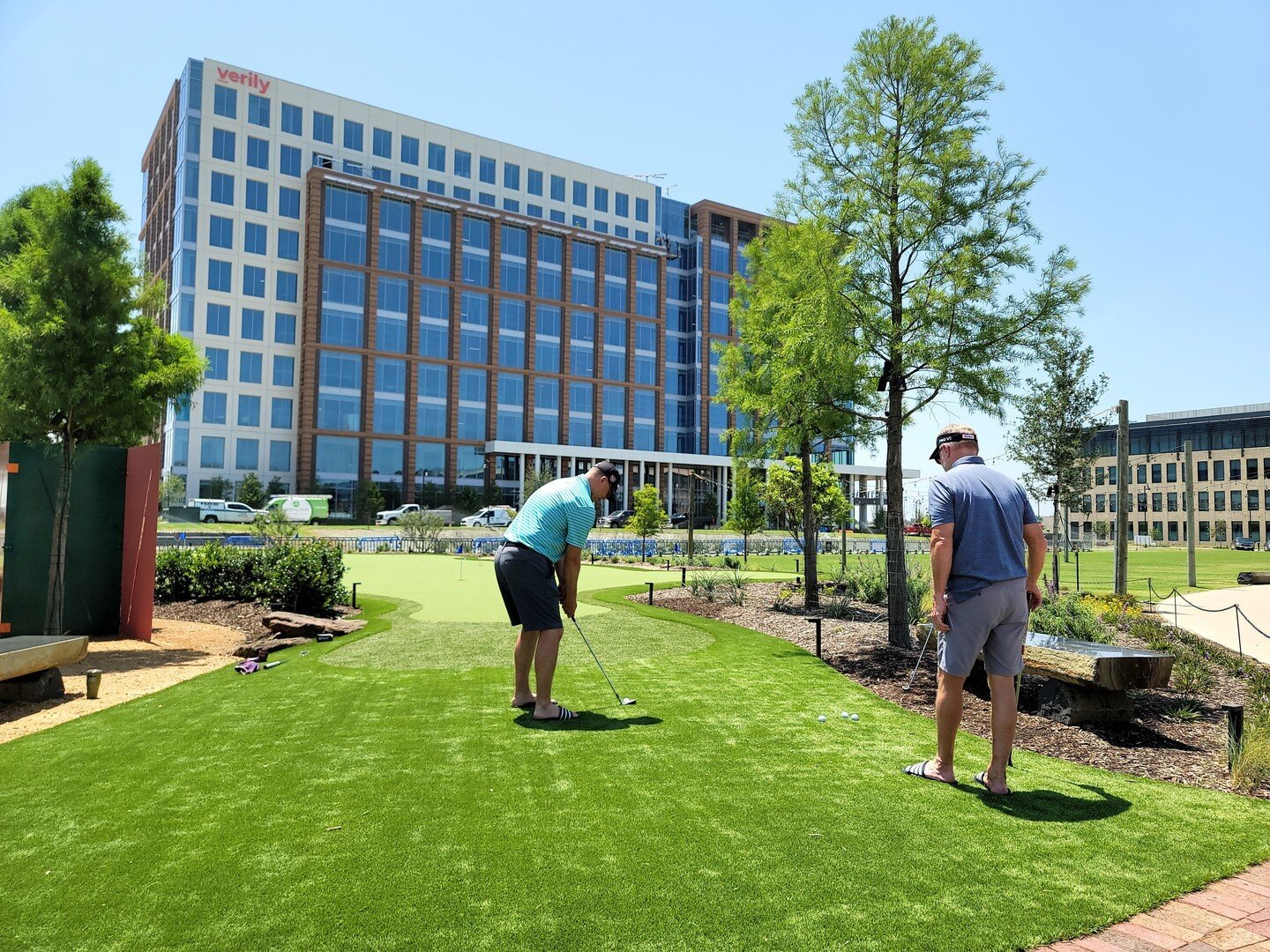 Practice your golf swing at The Sound! ⛳ The Green at Cypress Waters is a 9-hole putting green perfect for family fun time, friendly competition with your BFFs, company events, or sharpening your game. 

Bring your own putters and balls or borrow the