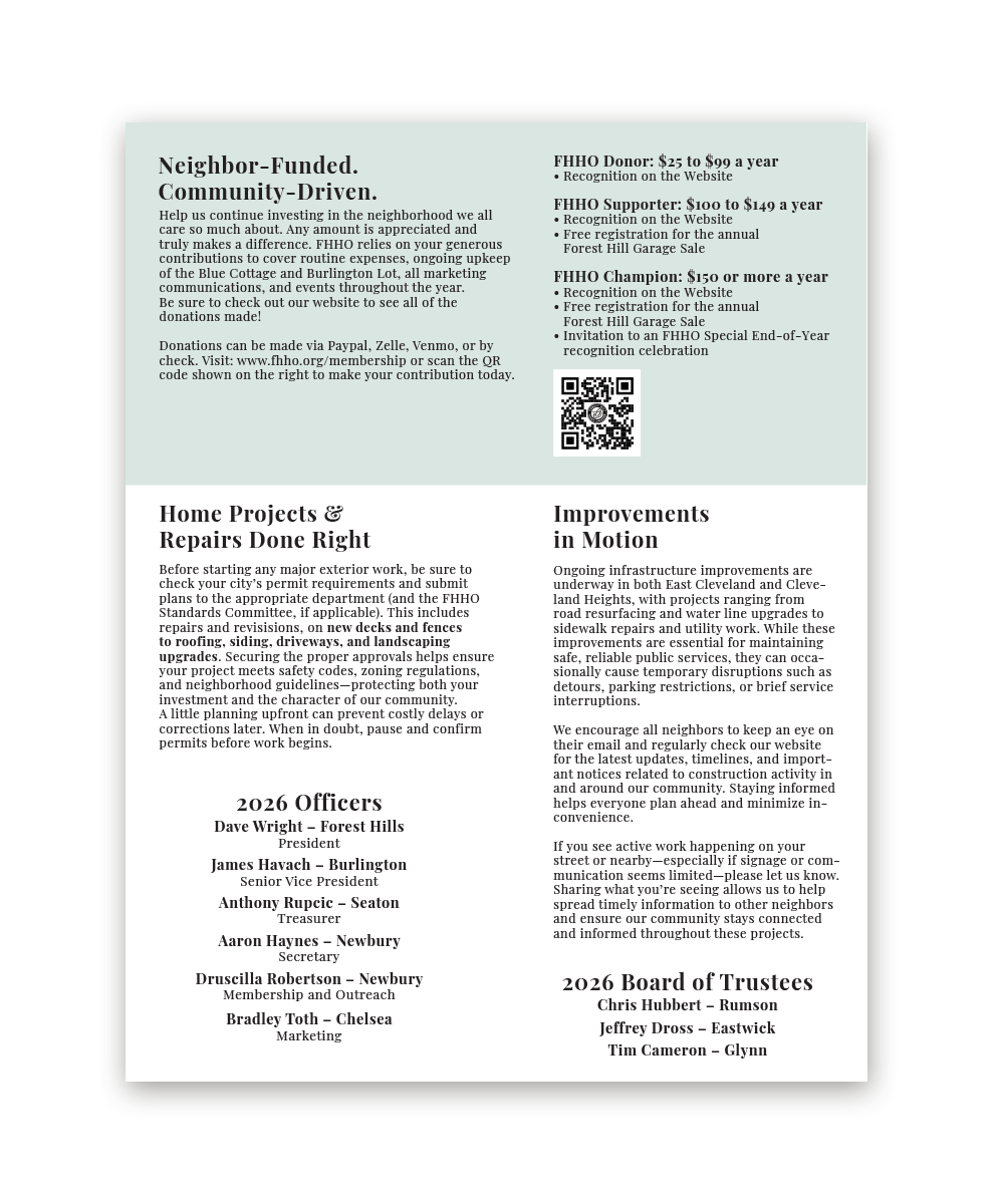 Contributions and Repairs