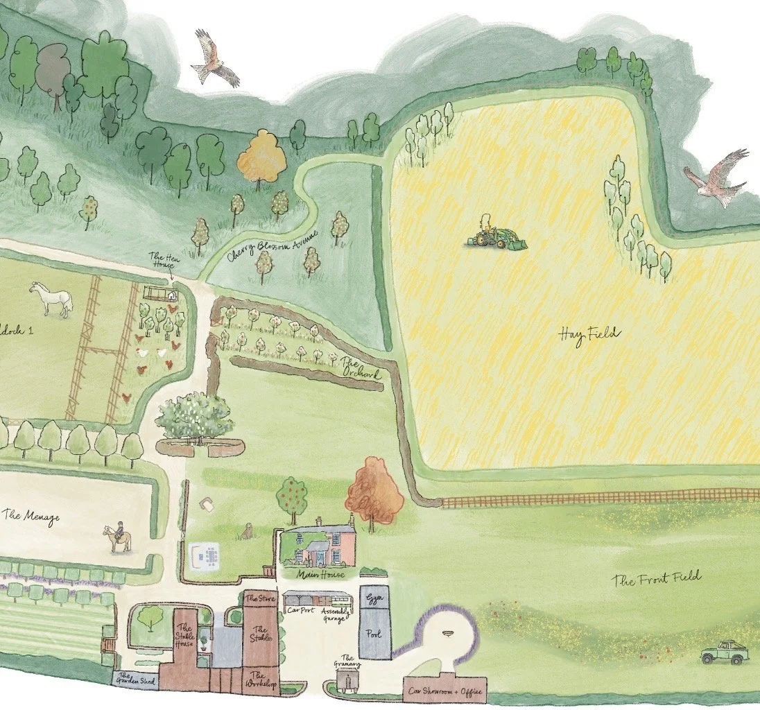 Hand-drawn map of an estate