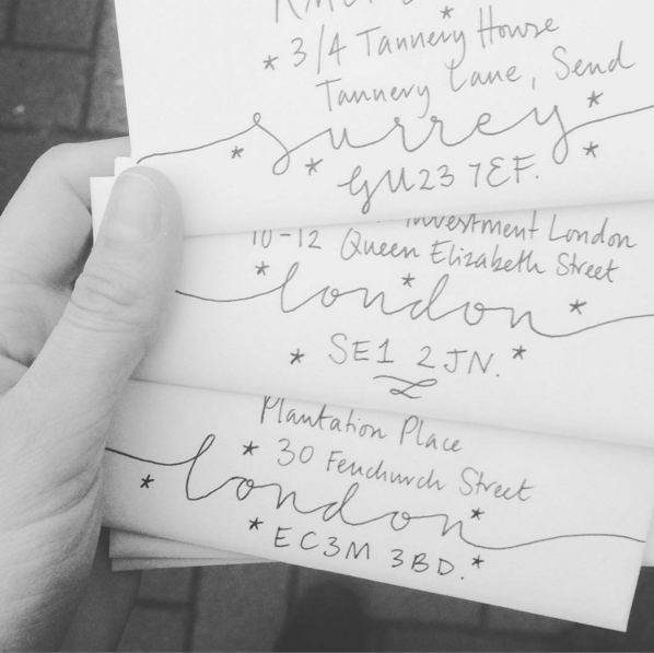 Handwritten calligraphy envelopes