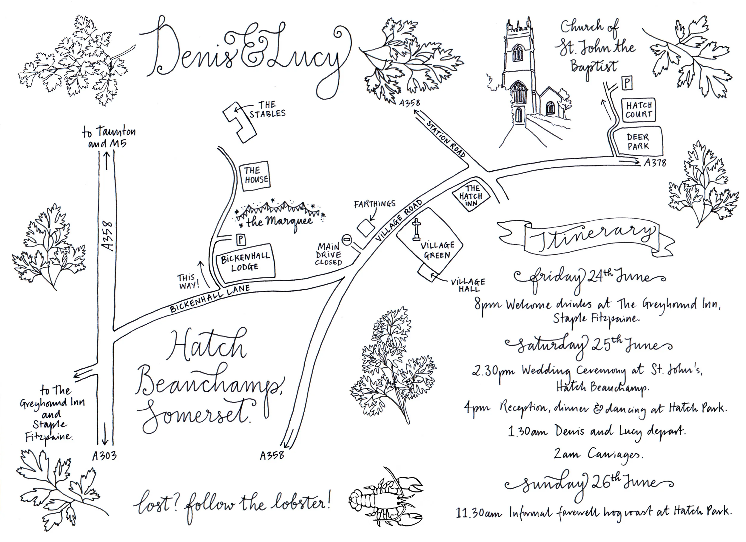 Hand-drawn map