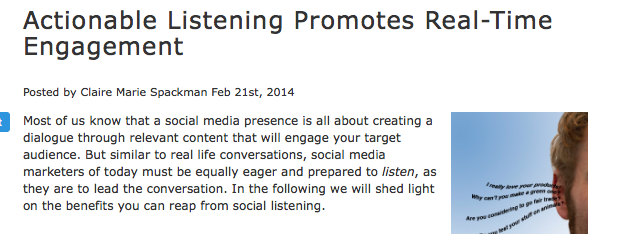   Actionable Listening Promotes real-Time Engagement  