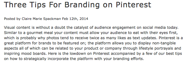   Three Tips for Branding on Pinterest  