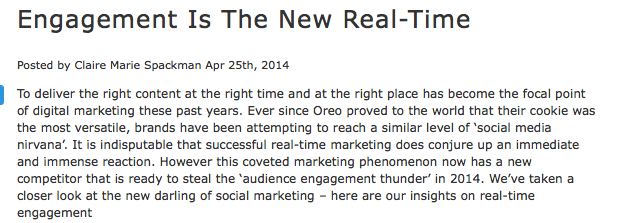   Engagement is the New Real-Time  