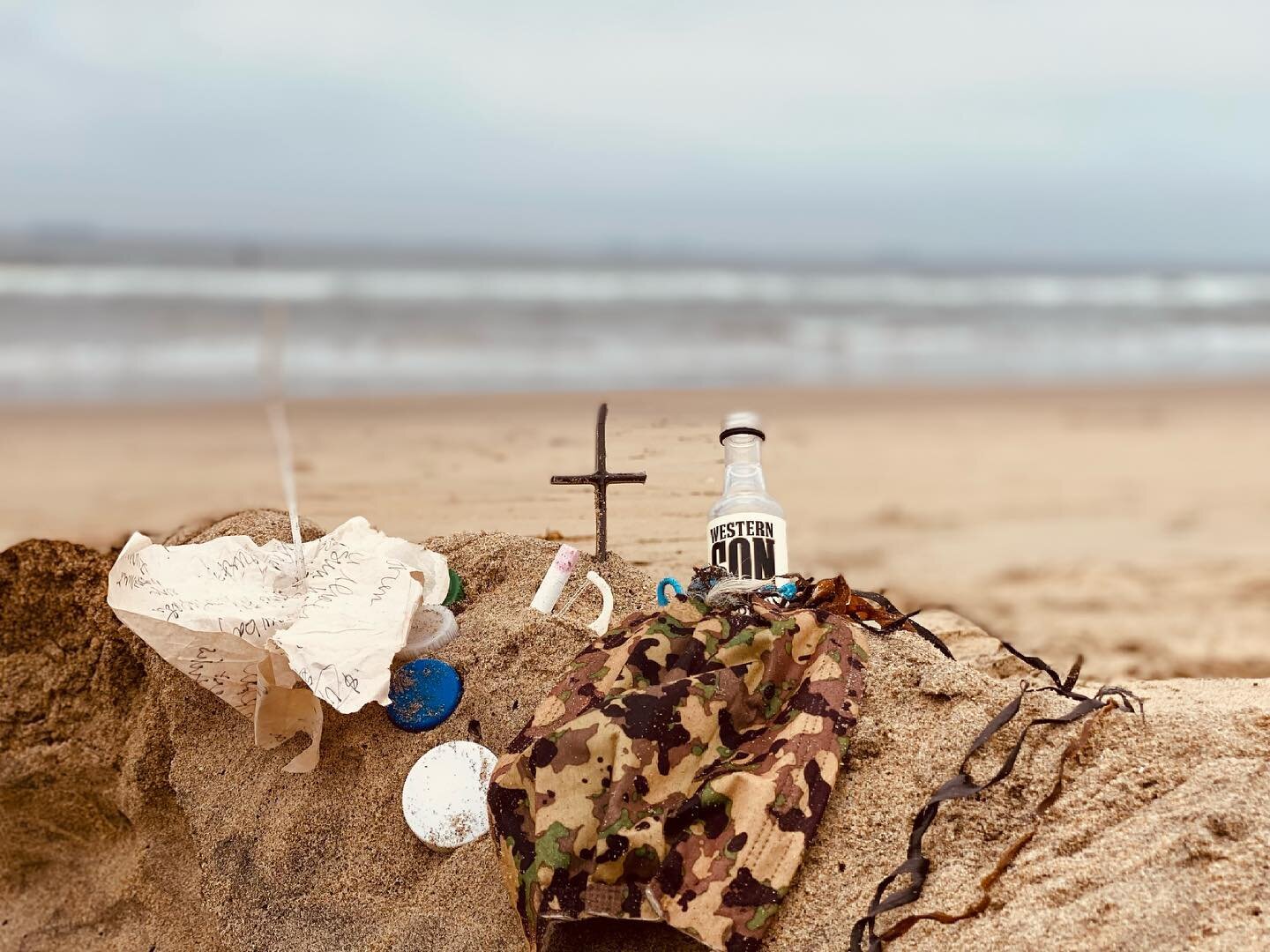 Sometimes I put a visual story together from the items I collected on the beach. You can&rsquo;t predict what you&rsquo;ll find and here are some of the pieces: notes jotted on a piece of paper, a cigarette with lipstick, a mask, a bottle of booze, a