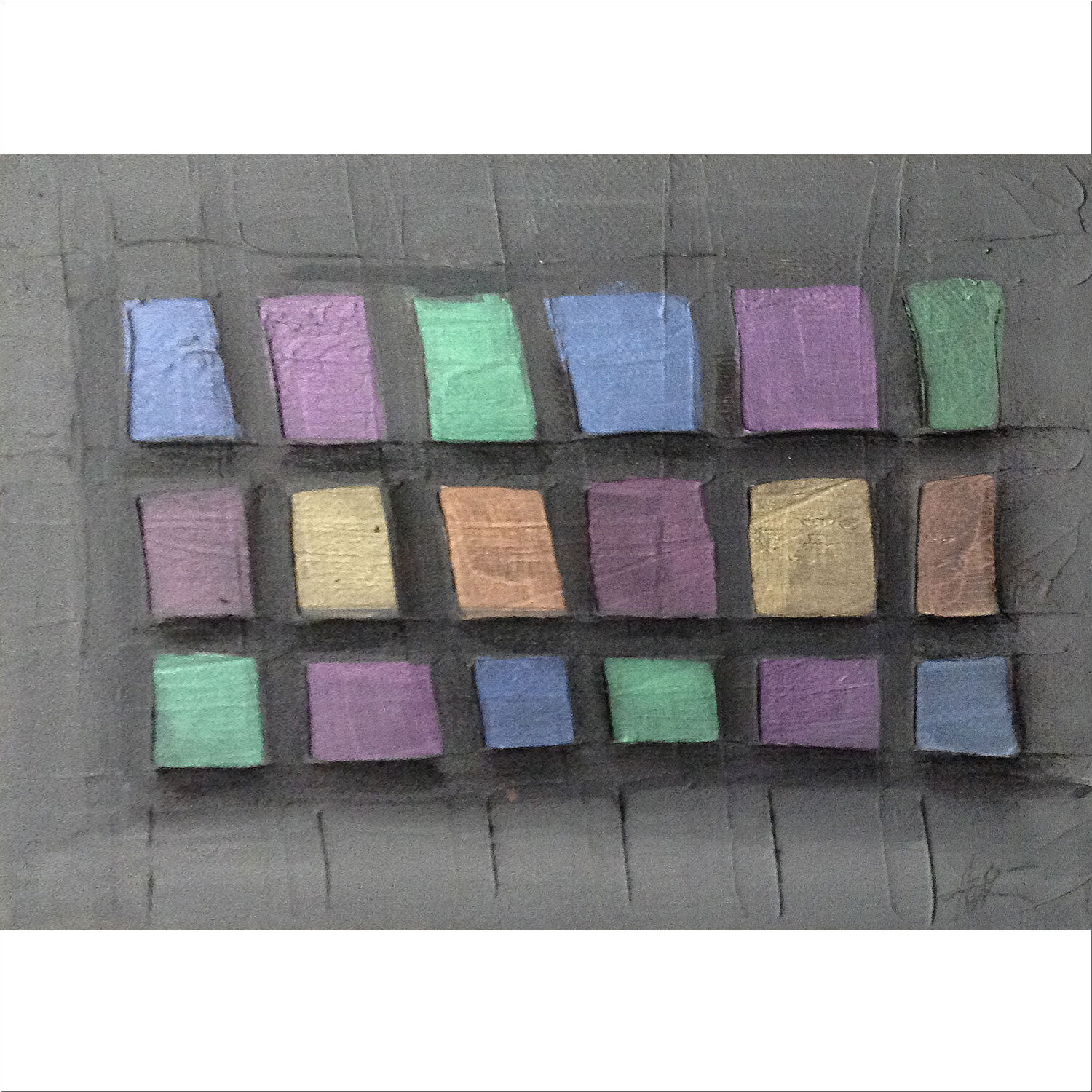   Twenty Four Squares , acrylic and charcoal on canvas,  7 x 5 inches 