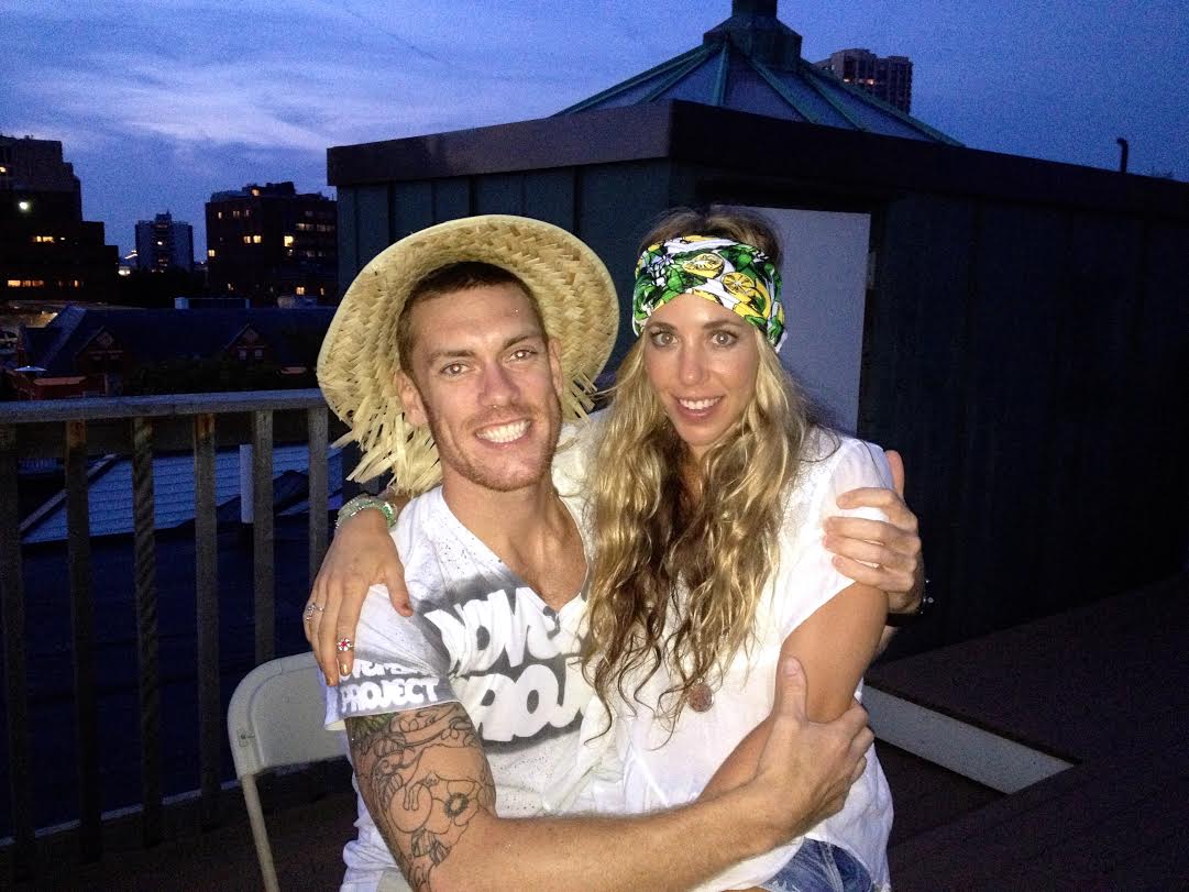 On the rooftop of our first apartment together. 55 Phillips St. Beacon Hill. We had ZERO worries, responsibilities or cares. We were crazy in love.