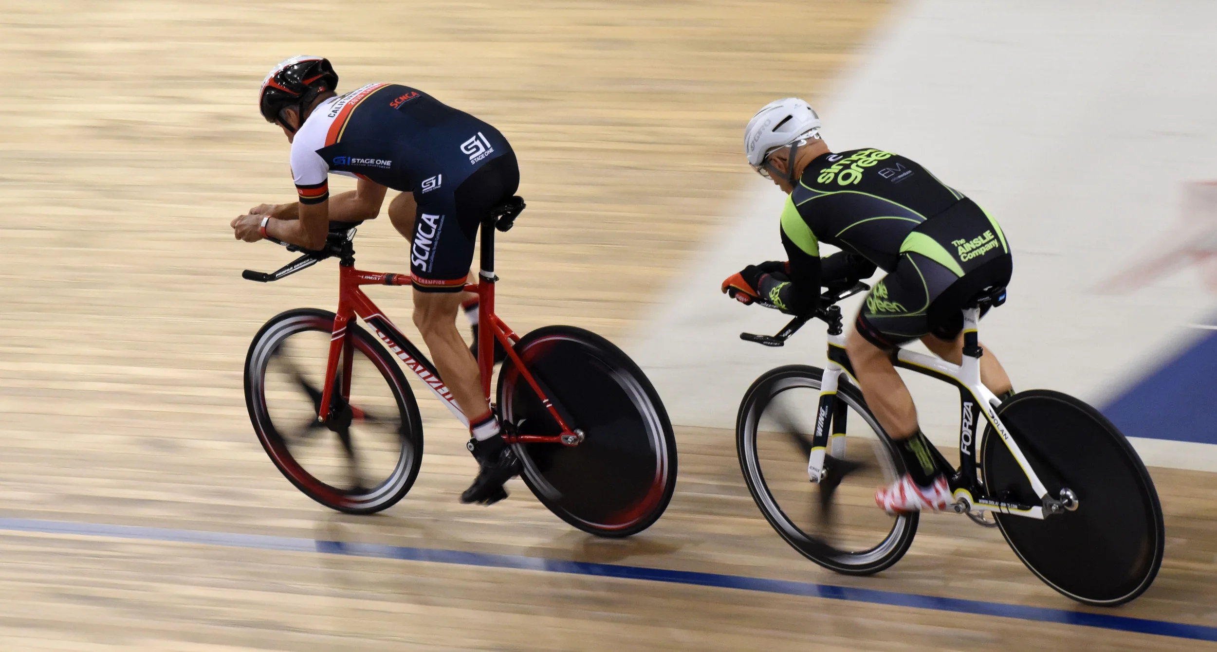 Riders turn the corner at the Velo Sports Center in Carson, California on Thursday, Nov. 5 during a practice session.&nbsp; 