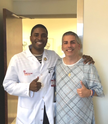 My surgeon, Dr. Anthony Watkins from Weill Cornell. Inspired to be a surgeon at the age of 9 years old. This was on 12/21/18. Two days after surgery. Michael Lollo - Donor to Donor