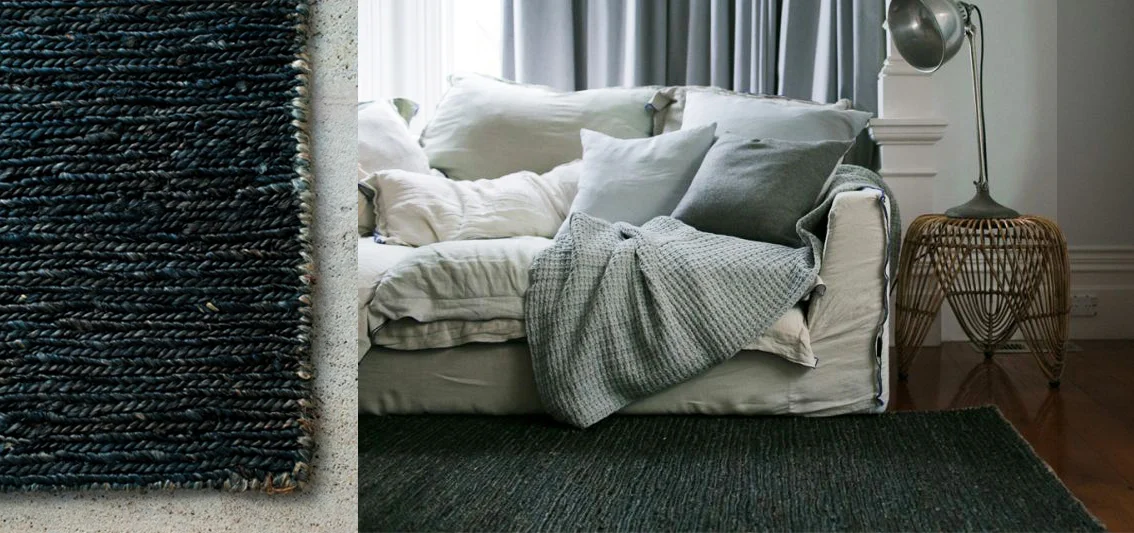 Nodi Rugs, Braided Jute Rug in Steel. 