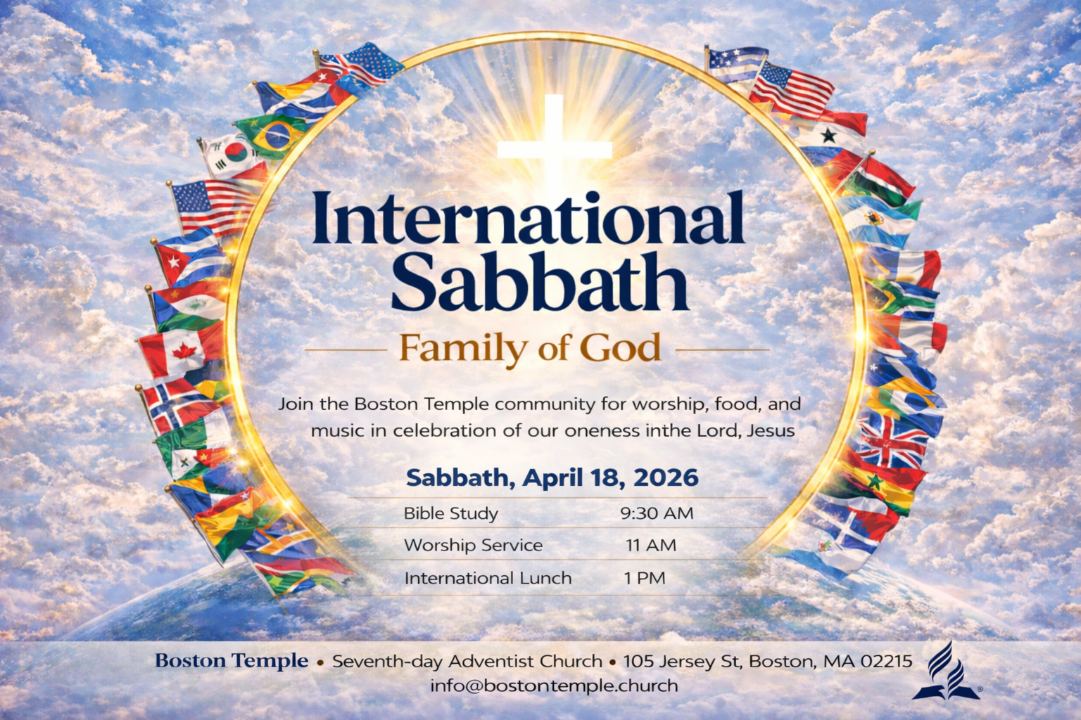 Boston Temple International Sabbath 2026 Flyer