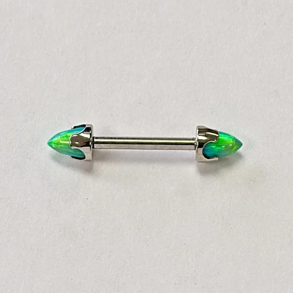 Lime Green - Faux Opal - 4mm Bullet Cut Ends with Implant Grade Surgical Stainless Steel Bar - Anatometal