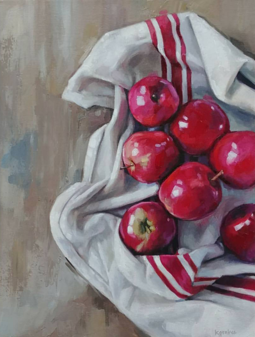 Apples on Cloth, 12x16