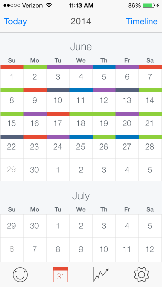Early iteration of the calendar view.