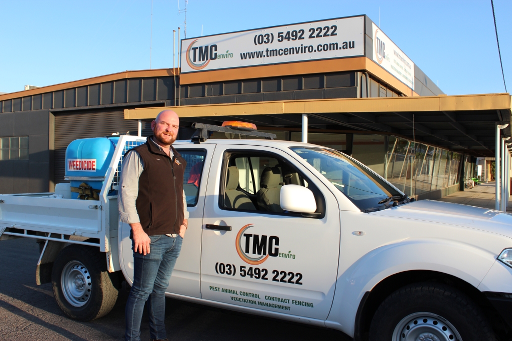 Daniel McLoughlan outside TMC Enviro's headquarters which has recently relocated into the old O'Connor site in Birchip.