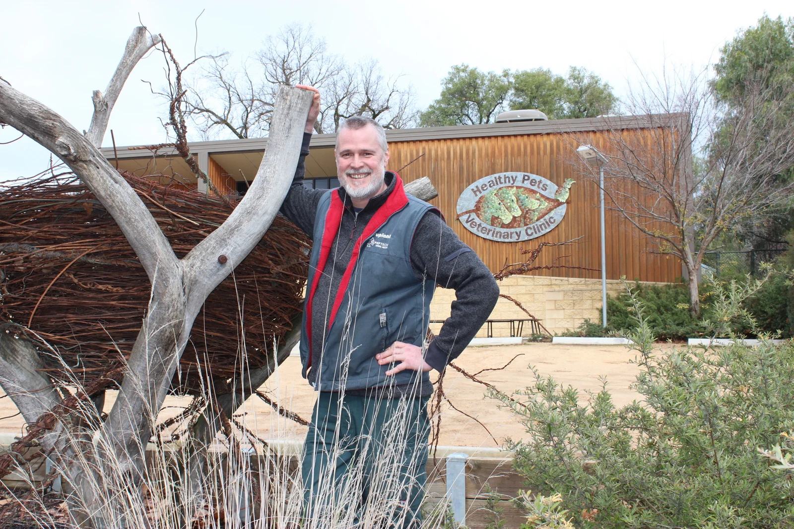 Dr Bruce Syme outside his veterinary clinic in Castlemaine, central Victoria.