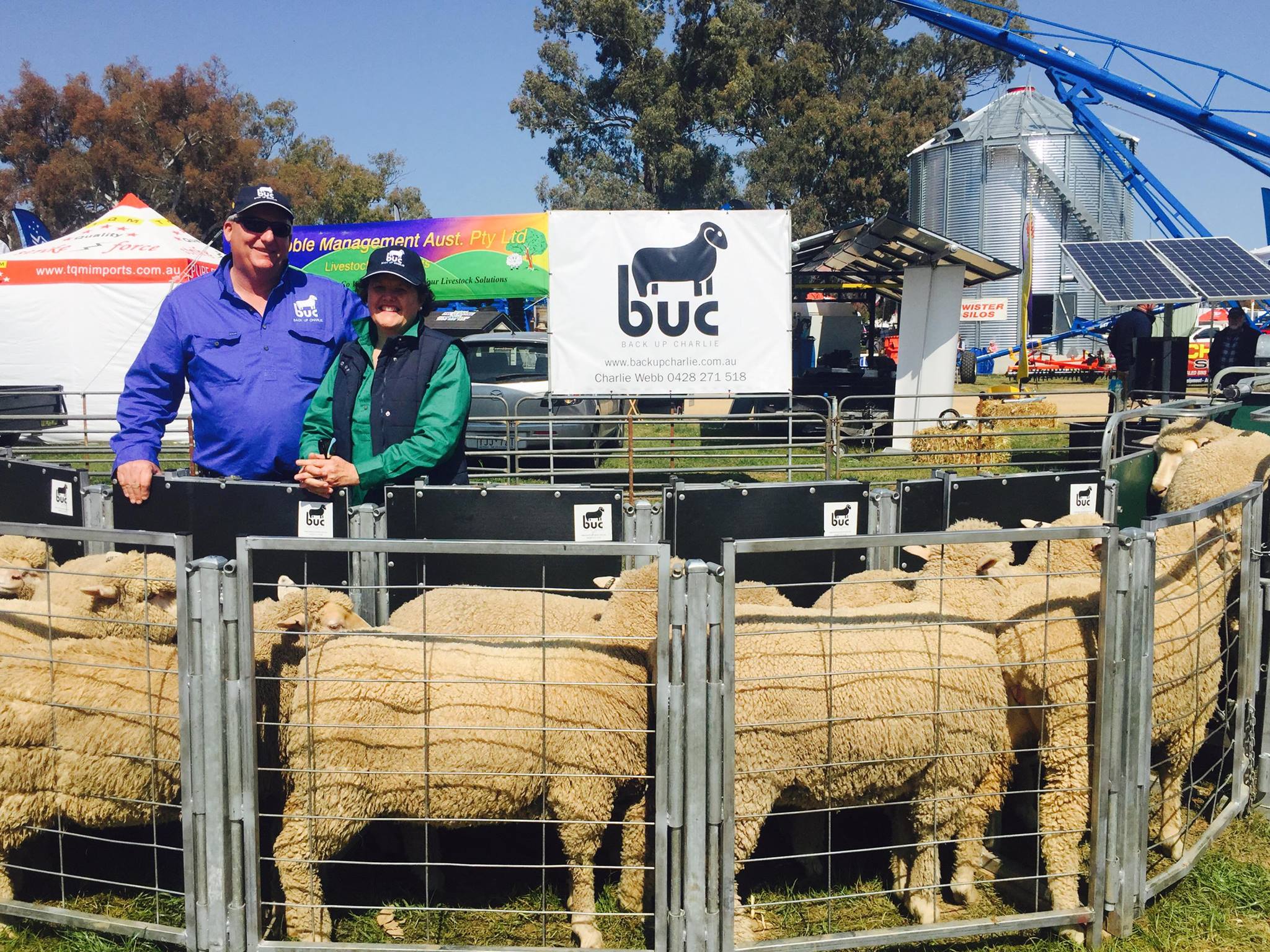 Charlie and Tana Webb after Back Up Charlie won the Machine of the Year Award at the 2016 Henty Field Days.