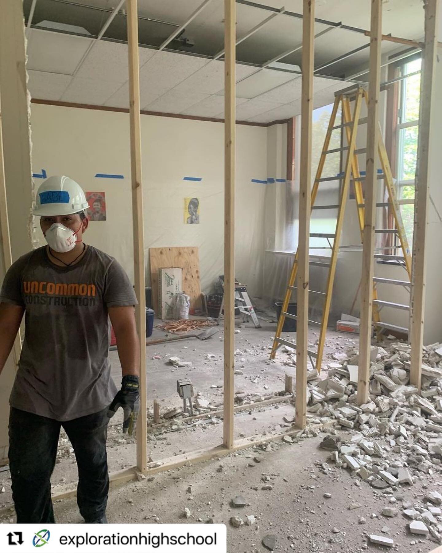 Our #uCCMPLS Apprentices are getting a head start on the upcoming school year, completing a project for our first Minneapolis school partner @explorationhighschool! As the school grows this year, they&rsquo;re in need of bigger classrooms. So, we&rsq