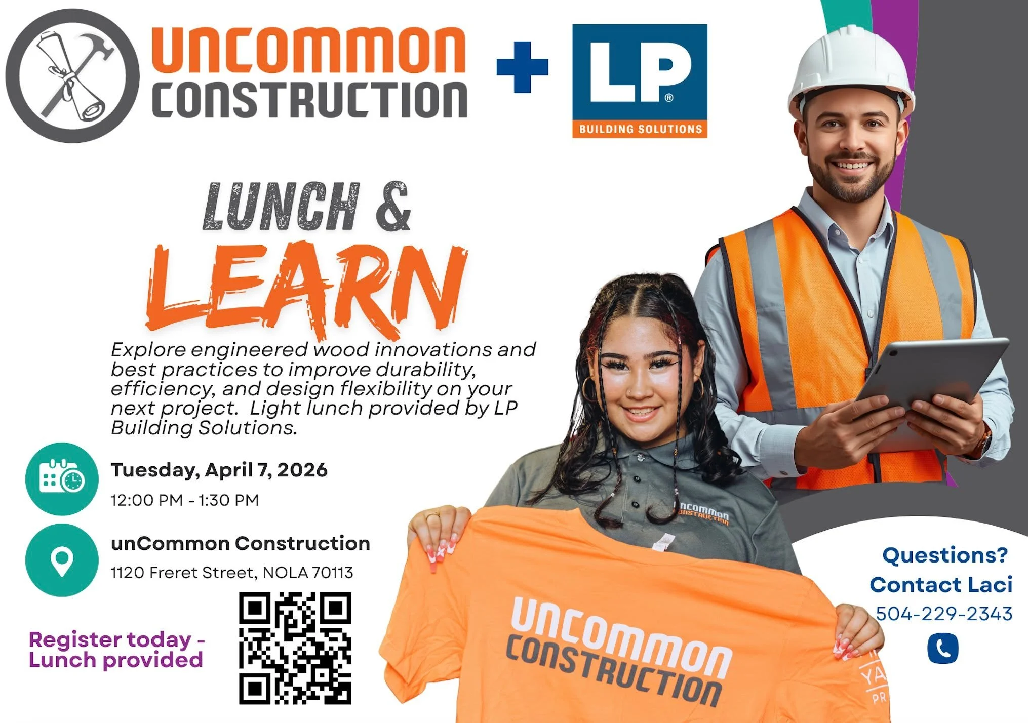 We&rsquo;re hosting a Lunch &amp; Learn with @lpbuildingsolutions  at our campus in Central City next Tuesday, April 7th at 12 pm (1120 Freret St, New Orleans, LA 70113) and would love for you to stop by.

LP Solutions will be sharing insights on the