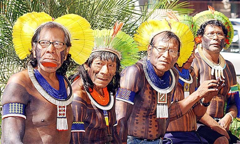 Indigenous Brazilian chiefs from the Kaiapos tribe living in the Xingu River basin. Photo by Valter Campanato, courtesy of news.mongabay.com. 